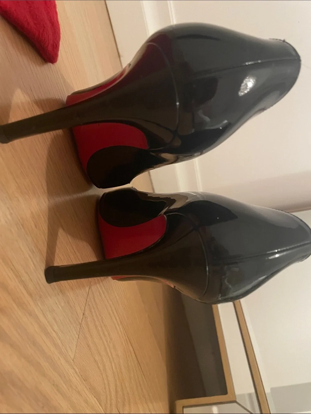 Christian Louboutin Black Patent Pointed-Toe Stiletto Pumps Size 36